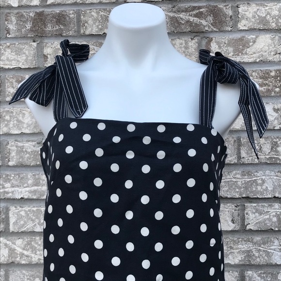 J.Crew Blue Navy Tie Straps Polka Dots Dress - Picture 2 of 12